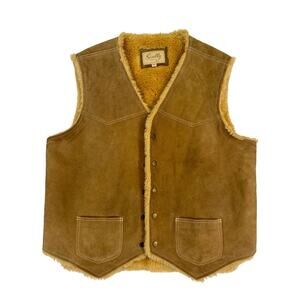 Scully | L | suede hunting vest faux fur insulated cafe brown